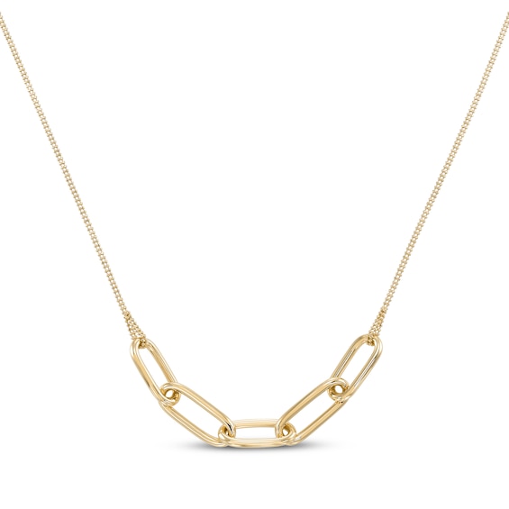 Paperclip Link Necklace 24K Yellow Gold Vermeil Sterling Silver 20"