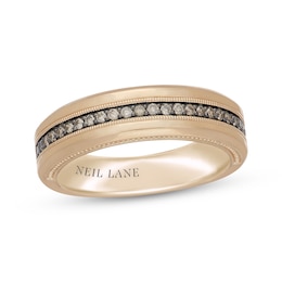 Neil Lane Desert Diamonds Men's Three-Row Wedding Band 1/4 ct tw 14K Yellow Gold