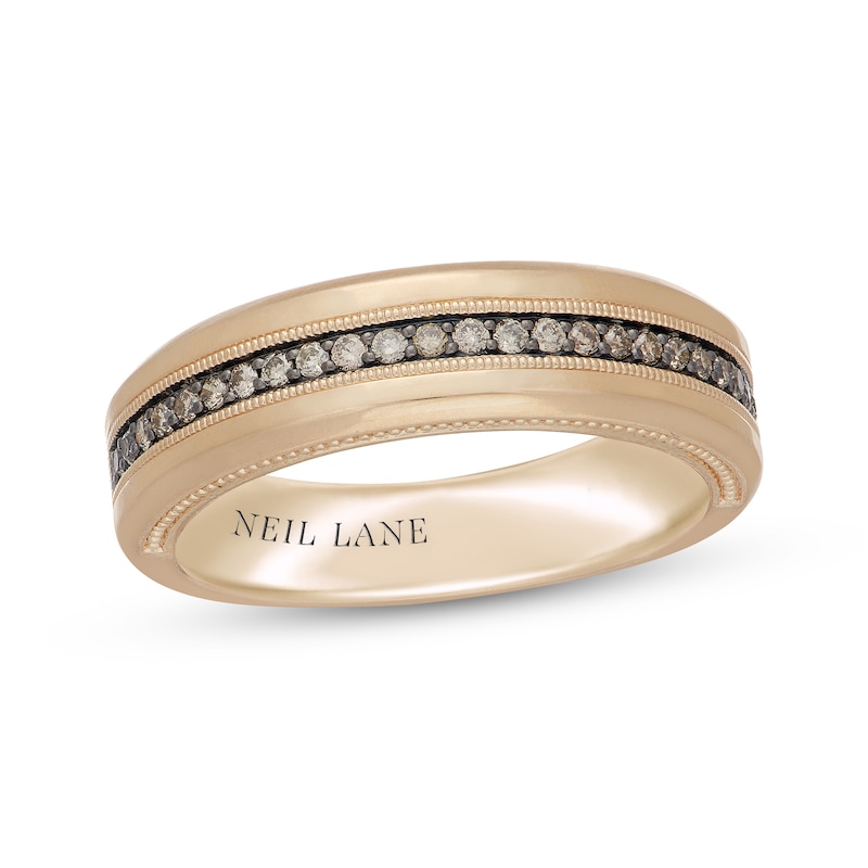 Main Image 1 of Neil Lane Desert Diamonds Men's Three-Row Wedding Band 1/4 ct tw 14K Yellow Gold