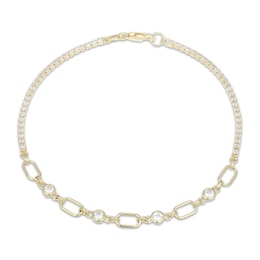 STUDIO BY KAY White Lab-Created Sapphire Half-and-Half Chain Bracelet Sterling Silver 7.25"