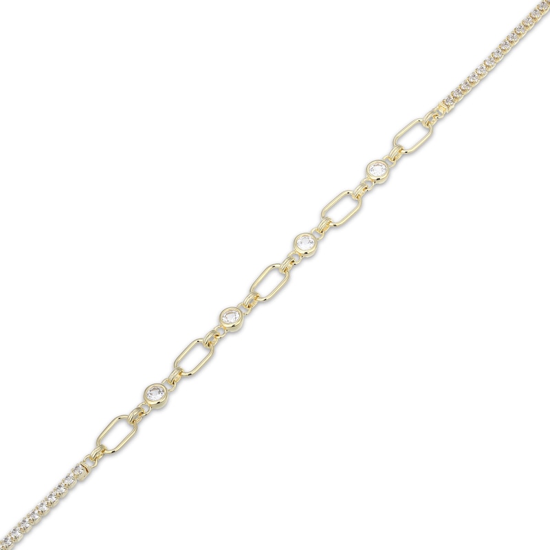 Main Image 2 of STUDIO BY KAY White Lab-Created Sapphire Half-and-Half Chain Bracelet Sterling Silver 7.25"