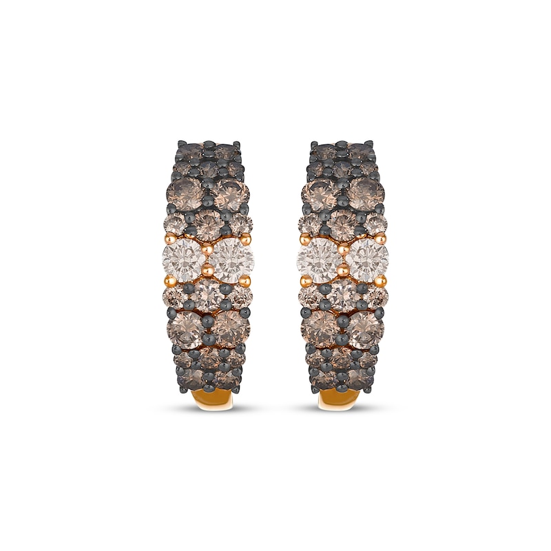 Main Image 2 of Le Vian Desert Diamonds Chocolate Ombré Hoop Earrings 1-1/4 ct tw 14K Strawberry Gold