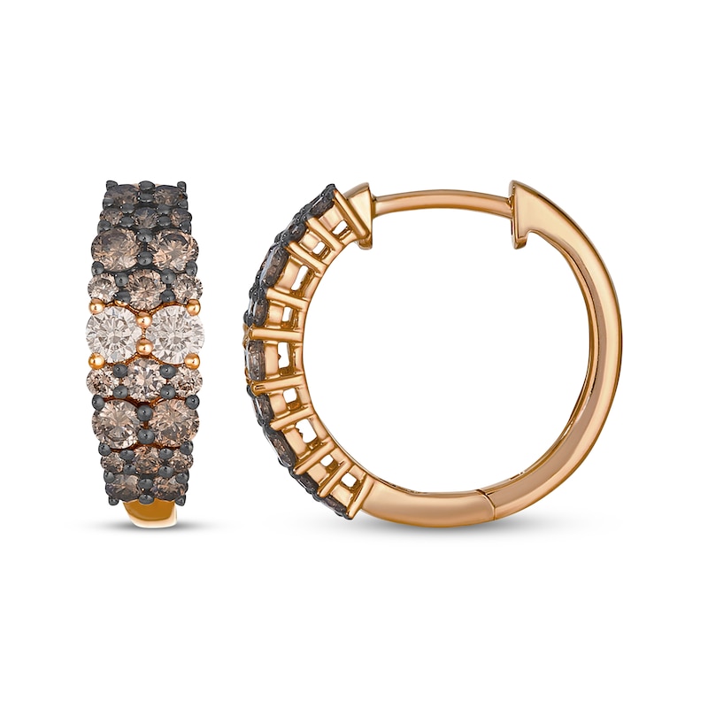 Main Image 3 of Le Vian Desert Diamonds Chocolate Ombré Hoop Earrings 1-1/4 ct tw 14K Strawberry Gold