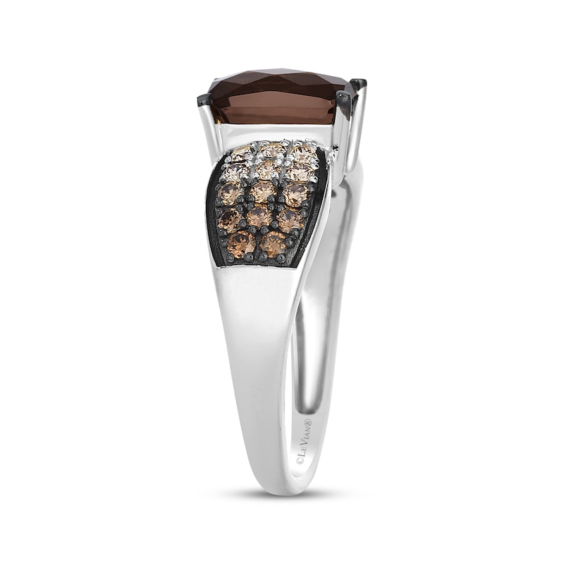 Main Image 2 of Le Vian Desert Diamonds Emerald-Cut Chocolate Quartz Ring 1/2 ct tw 14K Vanilla Gold