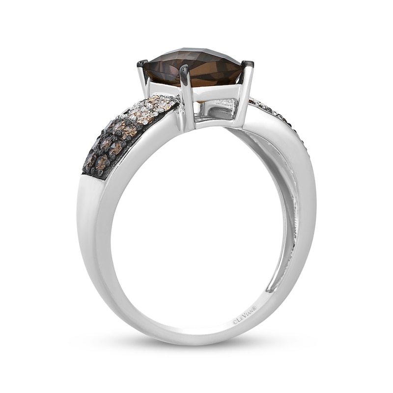 Main Image 3 of Le Vian Desert Diamonds Emerald-Cut Chocolate Quartz Ring 1/2 ct tw 14K Vanilla Gold