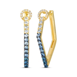 Le Vian Vanilla Sapphire & Denim Ombré Sapphire Geometric Hoop Earrings 1/10 ct tw Diamonds 14K Honey Gold