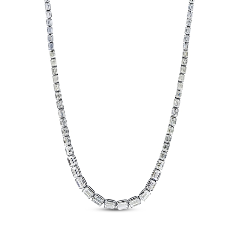 Main Image 1 of KAY Lab-Grown Diamonds Emerald-Cut Riviera Necklace 17 ct tw 10K White Gold 17"