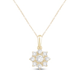 KAY Lab-Grown Diamonds Flower Necklace 1/2 ct tw 10K Yellow Gold 18"