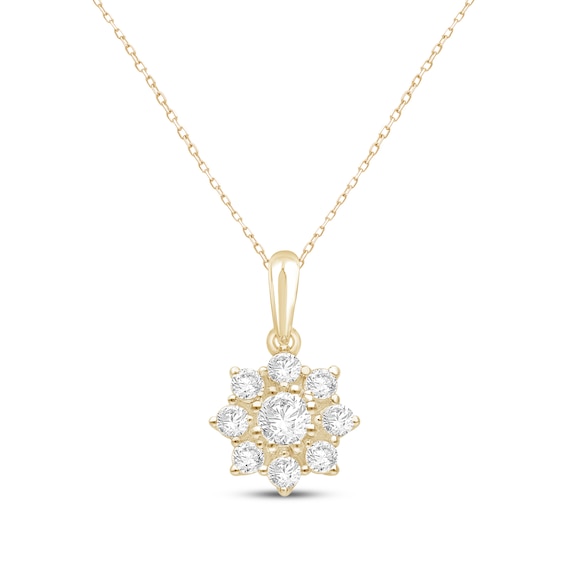KAY Lab-Grown Diamonds Flower Necklace 1/2 ct tw 10K Yellow Gold 18"