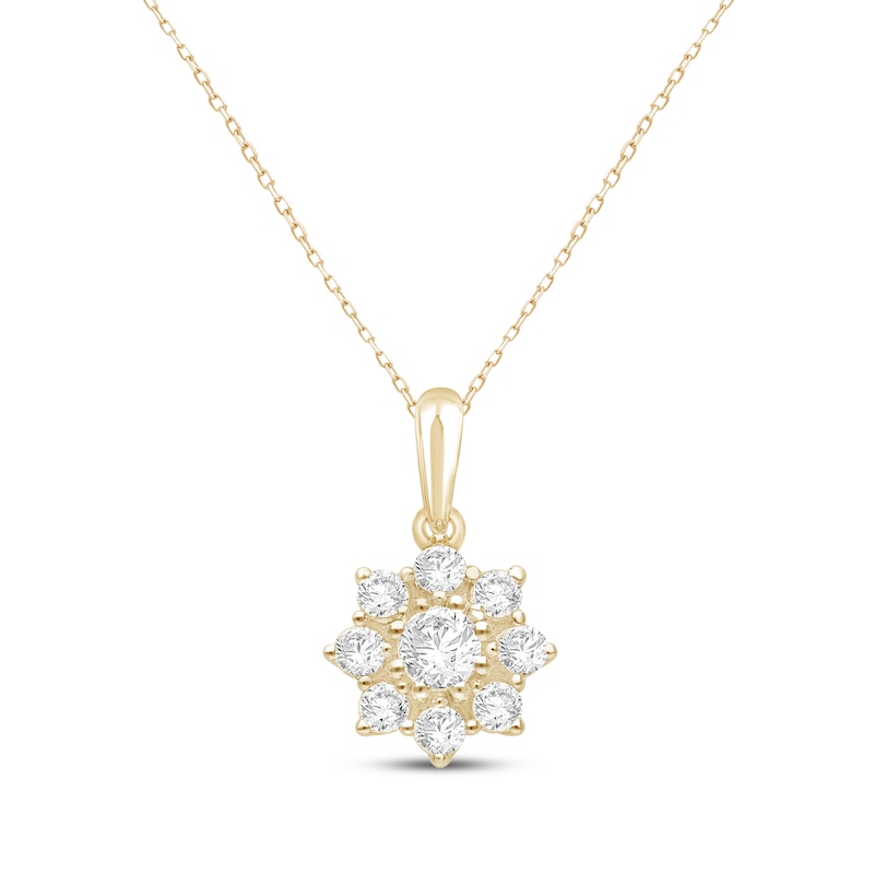 Main Image 1 of KAY Lab-Grown Diamonds Flower Necklace 1/2 ct tw 10K Yellow Gold 18"