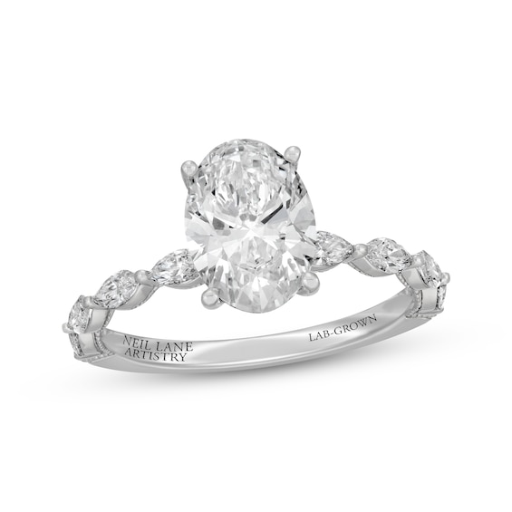 Neil Lane Artistry Oval-Cut Lab-Grown Diamond Engagement Ring 2-5/8 ct tw 14K White Gold