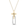 Thumbnail Image 3 of KAY Lab-Grown Diamonds Round-Cut Solitaire Cross Necklace 1/10 ct tw 10K Two-Tone Gold 18"