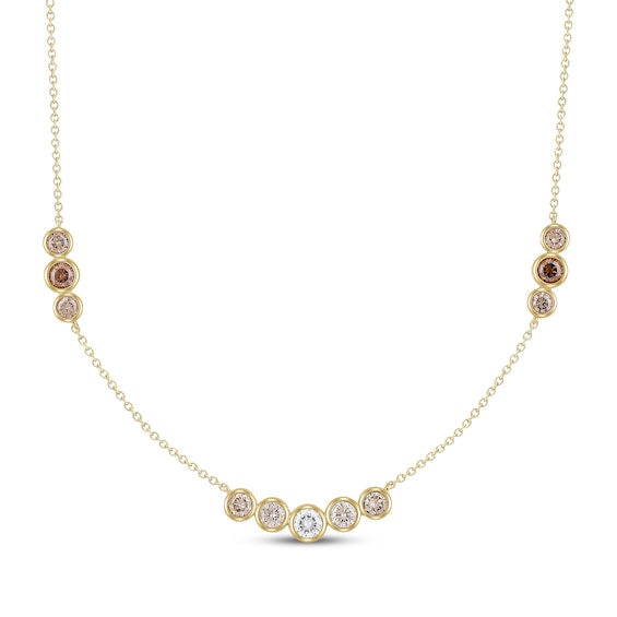 Desert Diamonds Bezel-Set Station Necklace 1 ct tw 10K Yellow Gold 18"