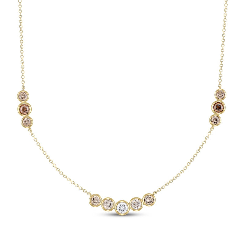 Main Image 1 of Desert Diamonds Bezel-Set Station Necklace 1 ct tw 10K Yellow Gold 18"