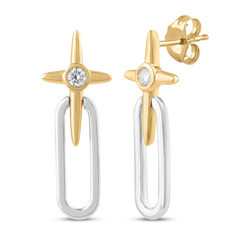 Main Image 1 of KAY Lab-Grown Diamonds Star Dangle Earrings 1/5 ct tw 10K Two-Tone Gold