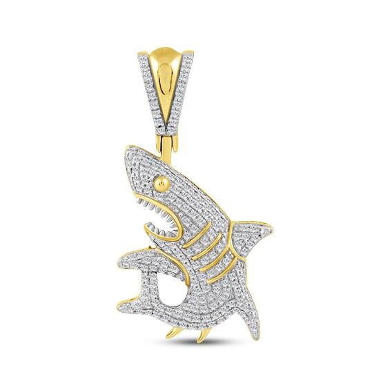 Men's Diamond Shark Charm 1/3 ct tw 10K Yellow Gold