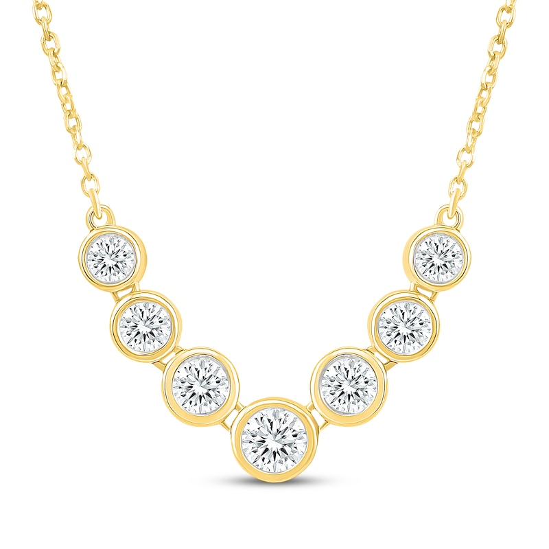 Main Image 1 of KAY Lab-Grown Diamonds Graduated Seven-Stone Necklace 1/2 ct tw 10K Yellow Gold 18"