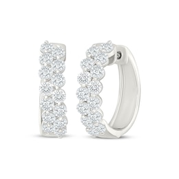 KAY Lab-Grown Diamonds Staggered Two-Row Hoop Earrings 1-7/8 ct tw 10K White Gold