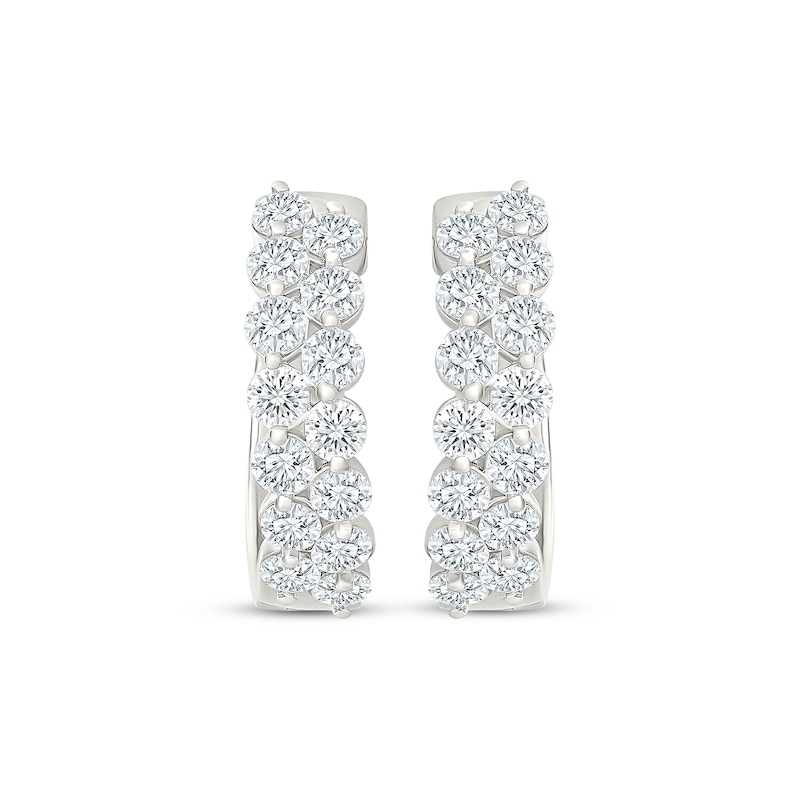 Main Image 2 of KAY Lab-Grown Diamonds Staggered Two-Row Hoop Earrings 1-7/8 ct tw 10K White Gold