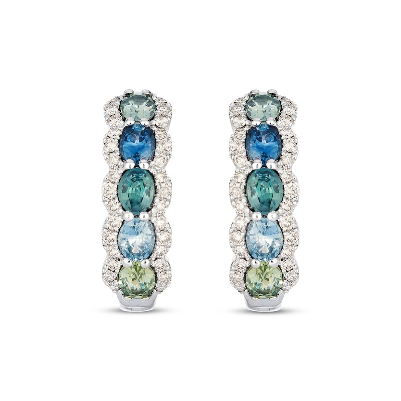 Main Image 2 of Le Vian Montana Sapphire Ombré Scalloped Hoop Earrings 3/8 ct tw Diamonds 14K Vanilla Gold