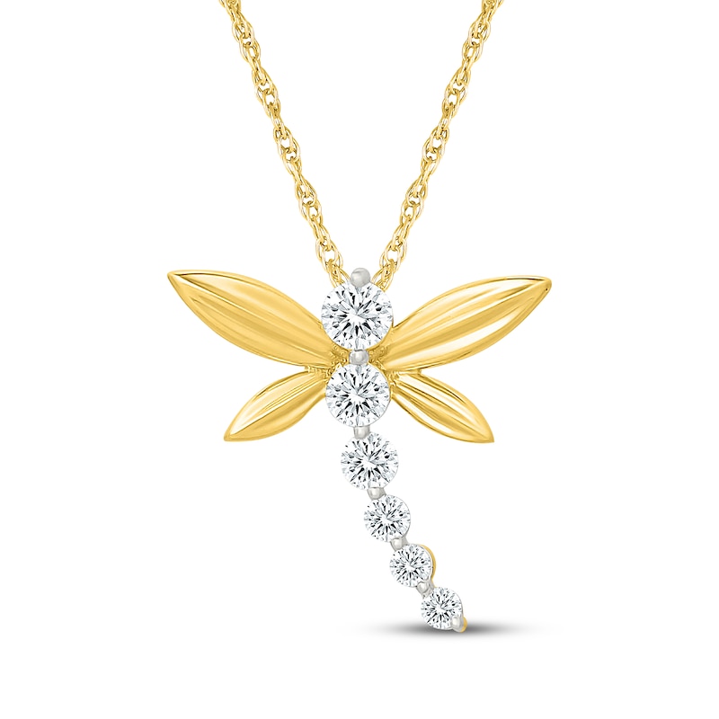 Main Image 1 of KAY Lab-Grown Diamonds Dragonfly Necklace 1/5 ct tw 10K Yellow Gold 18"
