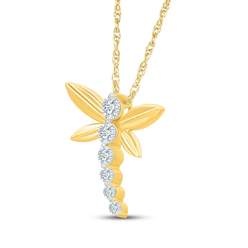 Main Image 2 of KAY Lab-Grown Diamonds Dragonfly Necklace 1/5 ct tw 10K Yellow Gold 18"