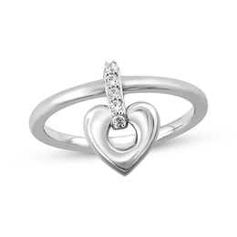 KAY Lab-Grown Diamonds Dangle Heart Charm Ring 1/20 ct tw Sterling Silver