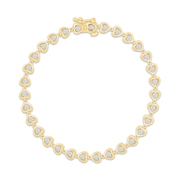 KAY Lab-Grown Diamonds Heart Link Bracelet 3/4 ct tw 14K Yellow Gold-Plated Sterling Silver 7"