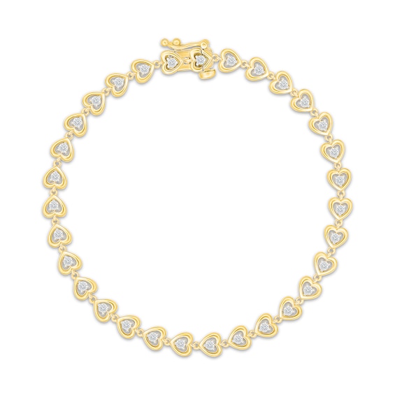 KAY Lab-Grown Diamonds Heart Link Bracelet 3/4 ct tw 14K Yellow Gold-Plated Sterling Silver 7"