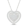 Thumbnail Image 1 of KAY Lab-Grown Diamonds Heart Multi-Stone Double Halo Necklace 3/4 ct tw Sterling Silver 18"