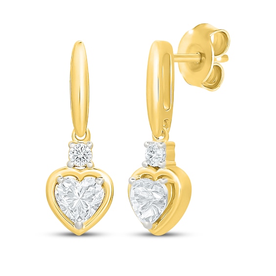 KAY Lab-Grown Diamonds Heart-Shaped Drop Earrings 3/4 ct tw 10K Yellow Gold