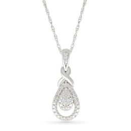 Diamond Accent Twist Teardrop Necklace Sterling Silver