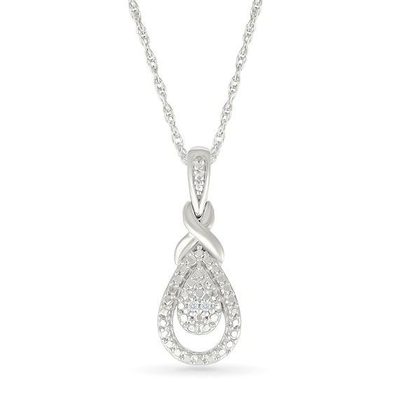 Diamond Accent Twist Teardrop Necklace Sterling Silver
