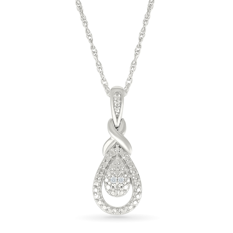 Main Image 1 of Diamond Accent Twist Teardrop Necklace Sterling Silver