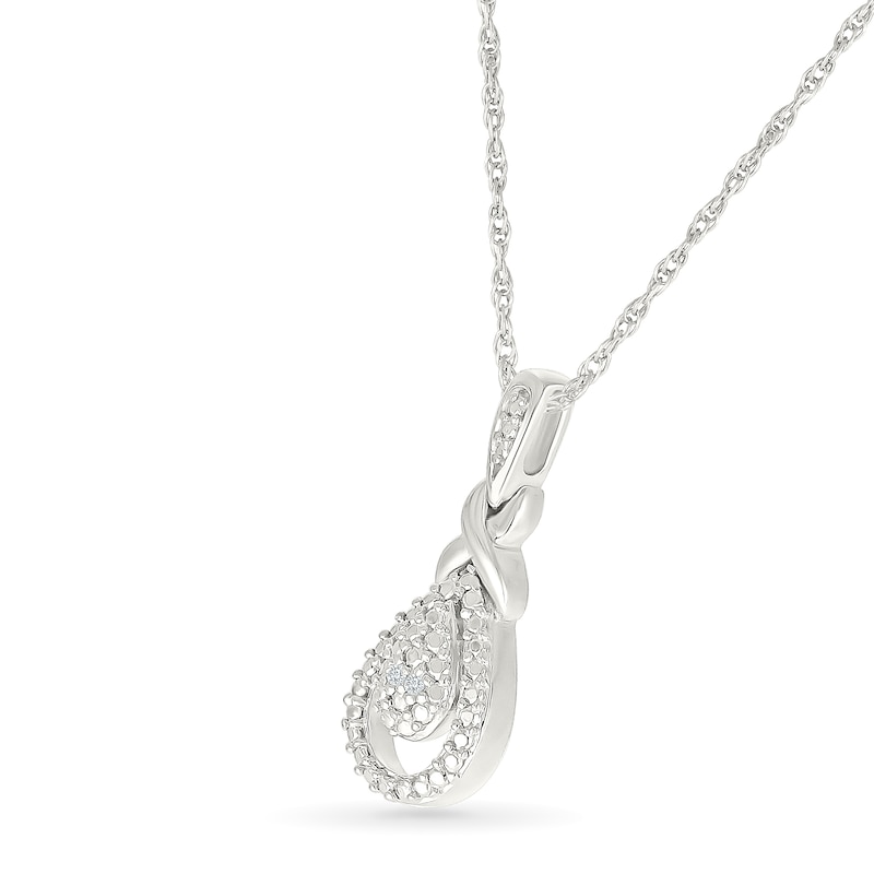 Main Image 2 of Diamond Accent Twist Teardrop Necklace Sterling Silver
