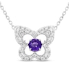 Thumbnail Image 1 of Amethyst & White Lab-Created Sapphire Butterfly Necklace Sterling Silver 18"