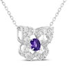 Thumbnail Image 2 of Amethyst & White Lab-Created Sapphire Butterfly Necklace Sterling Silver 18"