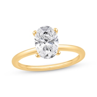 Now + Forever Lab-Grown Diamonds Oval-Cut Solitaire Engagement Ring 1-1/2 ct tw 14K Yellow Gold (F/SI2)