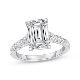 Now + Forever Certified Lab-Grown Diamonds Emerald-Cut Engagement Ring 4-1/4 ct tw 14K White Gold