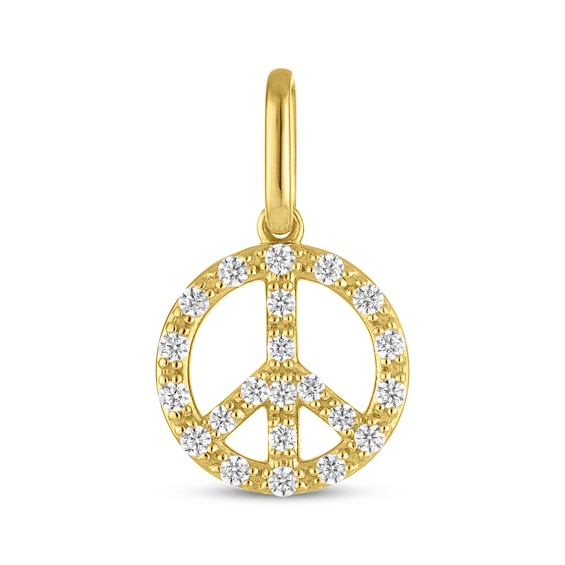 STUDIO BY KAY Lab-Grown Diamond Peace Sign Charm 1/10 ct tw 24K Yellow Gold Vermeil Sterling Silver