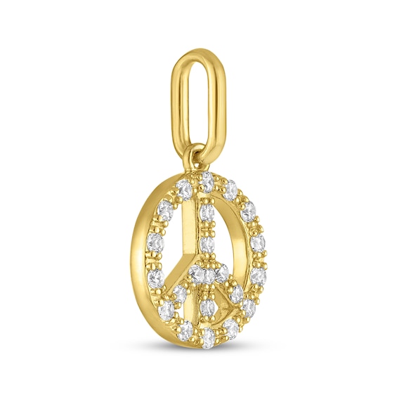 Thumbnail Image 2 of STUDIO BY KAY Lab-Grown Diamond Peace Sign Charm 1/10 ct tw 24K Yellow Gold Vermeil Sterling Silver