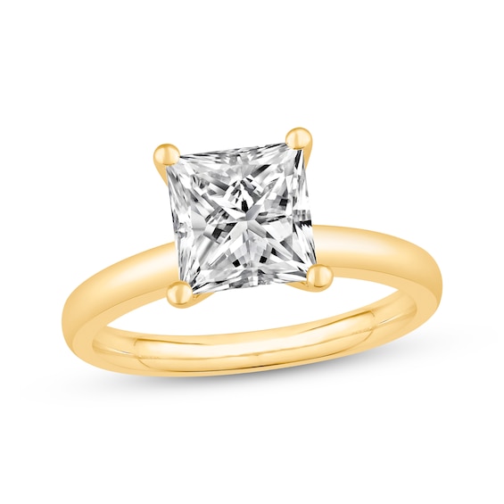 Now + Forever Lab-Grown Diamonds Certified Princess-Cut Solitaire Engagement Ring 2 ct tw 14K Yellow Gold (F/VS2)