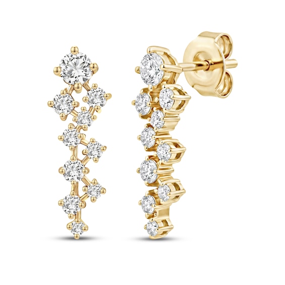 JOUJE Collection Lab-Grown Diamond Lattice Drop Earrings 1 ct tw 10K Yellow Gold