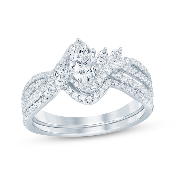 Marquise-Cut Diamond Bridal Set 1-1/6 ct tw 14K White Gold