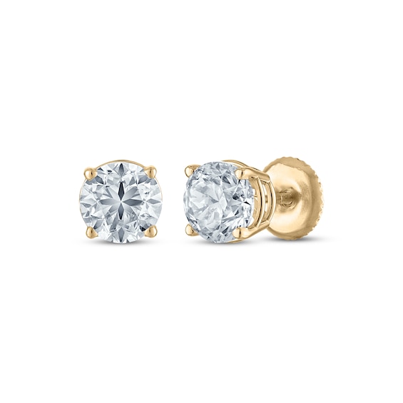 Round-Cut Diamond Solitaire Stud Earrings 2 ct tw 14K Yellow Gold (I/I2)