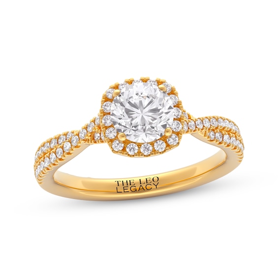 THE LEO Legacy Lab-Grown Diamond Certified Round-Cut Halo Engagement Ring 1 ct tw 14K Yellow Gold