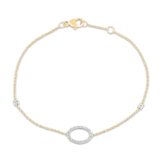 KAY Lab-Grown Diamonds Oval Circle Chain Bracelet 1/5 ct tw 10K Yellow Gold 7"