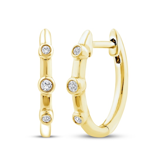 KAY Lab-Grown Diamonds Station Hoop Earrings 1/20 ct tw 10K Yellow Gold