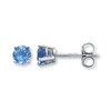 Thumbnail Image 1 of Blue Topaz Earrings Round-cut 14K White Gold