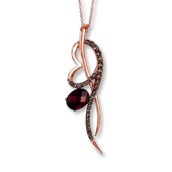 UPC 667983913088 product image for Kay Le Vian Rhodolite Garnet Chocolate Quartz 14K Gold Necklace | upcitemdb.com
